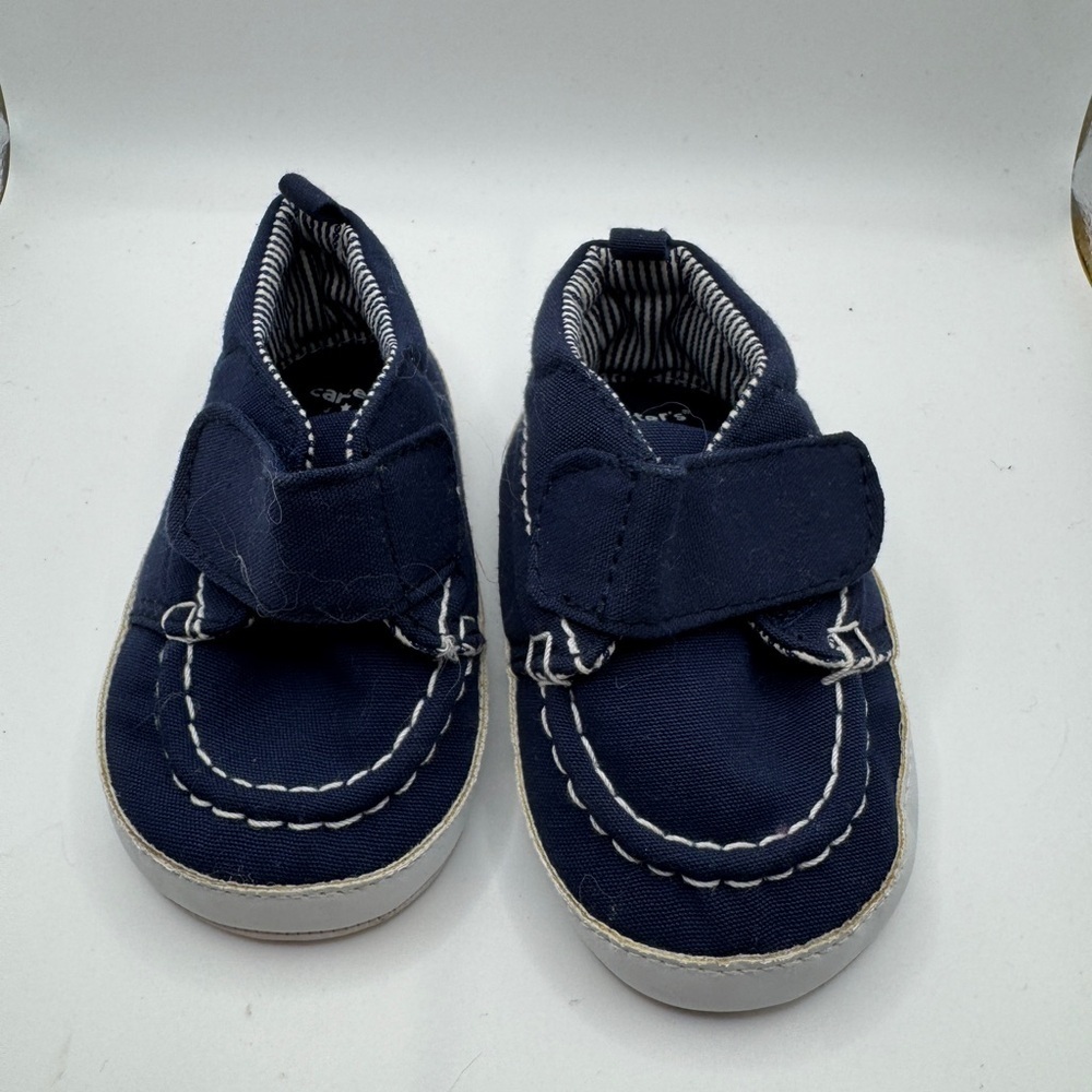Carter's Infant Boys Size 3 Navy Blue Moccasins Soft Shoes For Kids